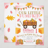 Kleine pompoenuitnodiging, pompoenpleister Birthda Kaart (Voorkant / Achterkant)