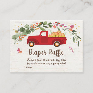 Kleine pompoenwagen Baby shower Diaper Raffle Informatiekaartje