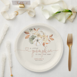 Kleine pompoenWaterverf Floral Baby shower Papieren Bordje