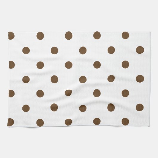 Kleine pooldots - Donkerbruin op wit Theedoek (Horizontaal)