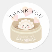 Kleine Potsticker Baby shower Dank je Ronde Sticker (Voorkant)