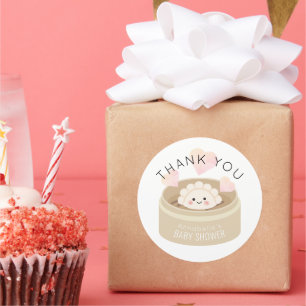 Kleine Potsticker Baby shower Dank je Ronde Sticker