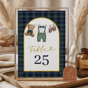 Kleine preppy heer baby shower tafelnummer