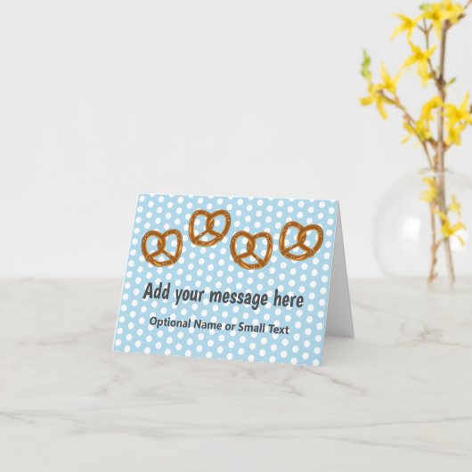 Kleine Pretzel zoute snacks - Dotted - jouw tekst Kaart (Gele Bloem)