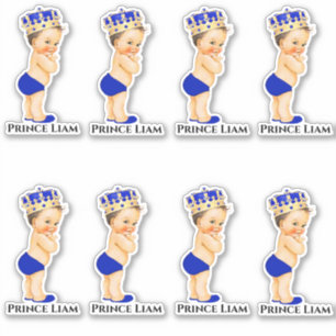 Kleine Prins Baby Boy Royal Blauw Goud Kroon Sticker