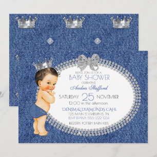 Kleine Prins Baby Jongen Denim & Diamanten Kaart