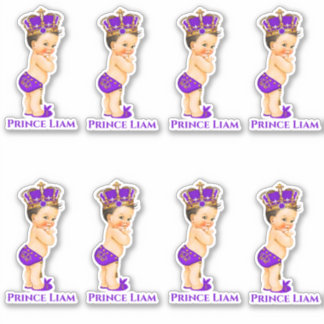 Kleine Prins Baby Jongen Paarse Gouden Kroon Sticker