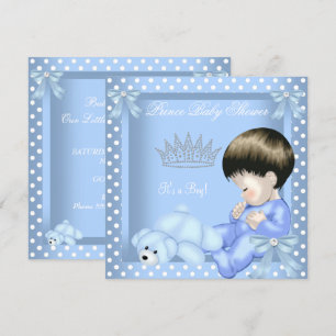 Kleine prins Baby shower Jongen Blauwe Wit pokadop Kaart