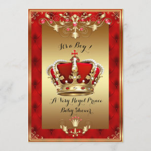 Kleine Prins Baby shower Uitnodiging, goud, rood Kaart