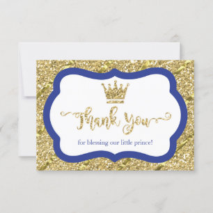 Kleine Prins Bedankt Card, Blauw, Faux Glitter