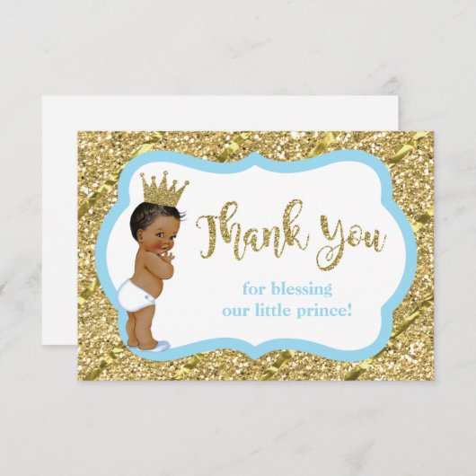 Kleine Prins Bedankt Card, Blauw, Faux Glitter (Voorkant / Achterkant)