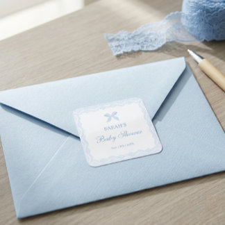 Kleine Prins Blauwe Kant Baby Shower Jongen Vierkante Sticker