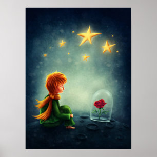 Kleine Prins en Roos. Kinderkamer Kunst Poster