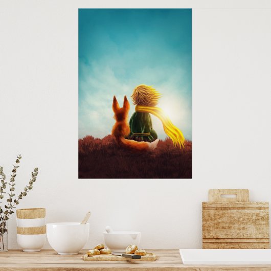 Kleine Prins en Vos. Kinderkamer Kunst Illustratie Poster (Keuken)