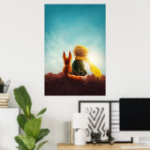 Kleine Prins en Vos. Kinderkamer Kunst Illustratie Poster (Thuiskantoor)