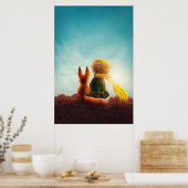 Kleine Prins en Vos. Kunstillustratie voor de kind Poster (Keuken)