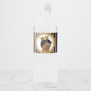 Kleine Prins Etnische Kroon Koninklijk Blauw Goud Waterfles Etiket