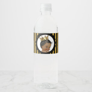 Kleine Prins Etnische Kroon Zwart & Goud Waterfles Etiket