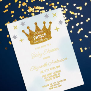 Kleine Prins Jongen Baby Borrel Folie Uitnodiging