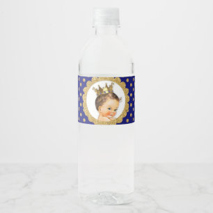 Kleine Prins Kroon Koningsblauw & Goud Waterfles Etiket
