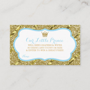 Kleine Prins Luier Raffle Ticket, Faux Glitter Informatiekaartje