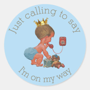 Kleine Prins op het Baby shower Blue Grey Ronde Sticker