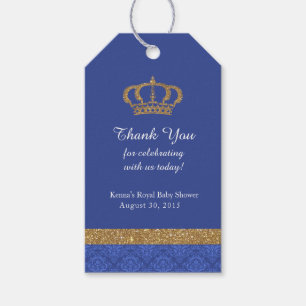 Kleine Prins Royal Blauw en Gouden Favor Tag Cadeaulabel