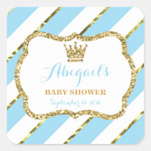 Kleine prins Sticker, baby blauw, faux glitter Vierkante Sticker