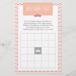 Kleine Prinses Baby Douche Bingo Spelkaart Briefpapier