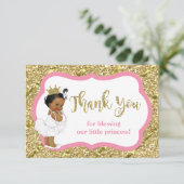 Kleine prinses bedankje, faux glitter bedankkaart (Staand voorkant)