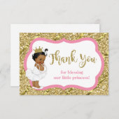 Kleine prinses bedankje, faux glitter bedankkaart (Voorkant / Achterkant)