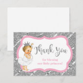 Kleine prinses bedankje, faux glitter bedankkaart (Voorkant / Achterkant)
