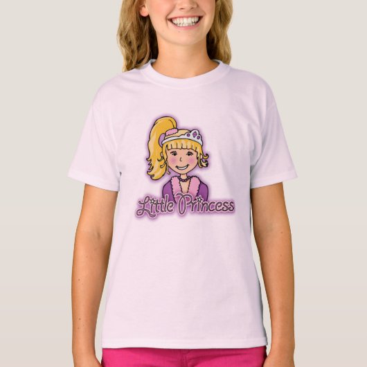 Kleine prinses blond haar roze bovenaan t-shirt (Voorkant)