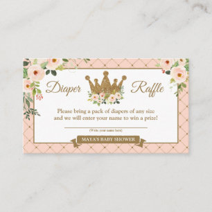 Kleine prinses Blush Floral Diaper Raffle Ticket Informatiekaartje