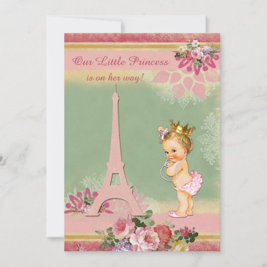  kleine prinses Eiffeltoren Baby shower Kaart (Voorkant)