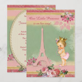  kleine prinses Eiffeltoren Baby shower Kaart (Voorkant / Achterkant)