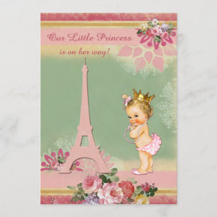 kleine prinses Eiffeltoren Baby shower Kaart