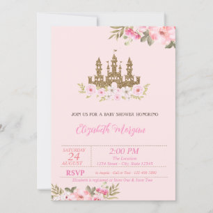 Kleine Prinses,Glitter Kasteel,Bloemrijke Baby Sho Kaart