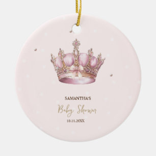 Kleine Prinses Kroon Parels Stippen Baby Shower Keramisch Ornament