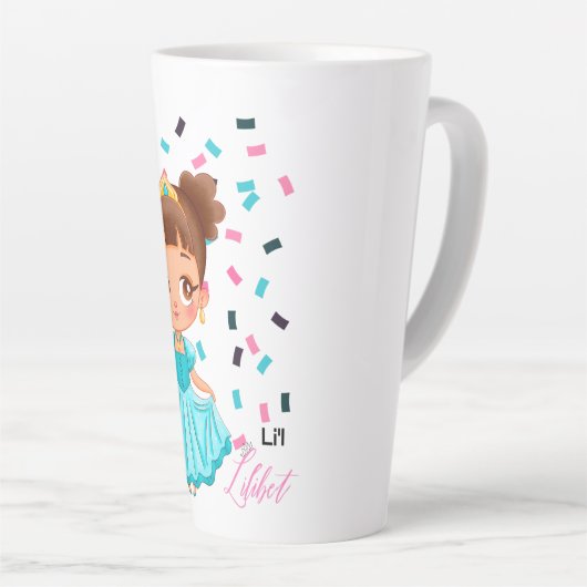 Kleine Prinses LILIBET Turquoise Mooie Meisjesacht Latte Mok (Rechterhoek)