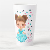 Kleine Prinses LILIBET Turquoise Mooie Meisjesacht Latte Mok (Voorkant)