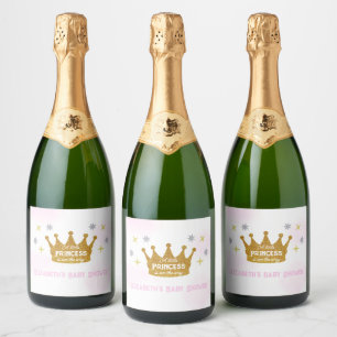 Kleine Prinses Meisje Baby Shower Sparkling Wijnetiket