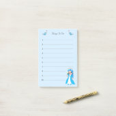 Kleine prinses op lichtblauwe dingen om te leren post-it® notes (Op bureau)