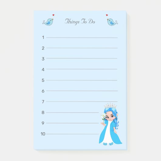 Kleine prinses op lichtblauwe dingen om te leren post-it® notes (Voorkant)