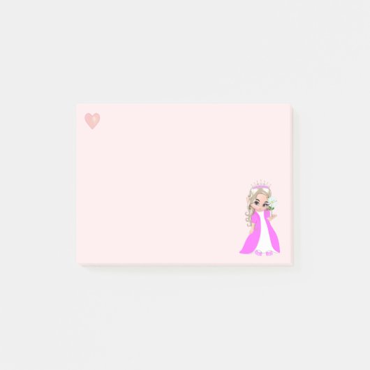 Kleine prinses op lichtroze post-it® notes (Voorkant)