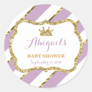 Kleine prinses Sticker, Paarse, faux glitter Ronde Sticker