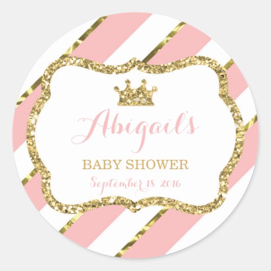 Kleine prinses Sticker, roze, faux glitter Ronde Sticker (Voorkant)