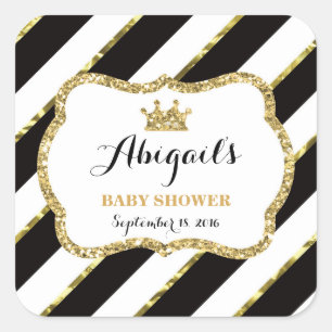 Kleine prinses Sticker, zwart, faux glitter Vierkante Sticker