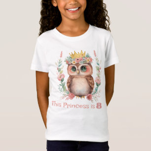 Kleine Prinses Uil Achtste Verjaardag T-shirt