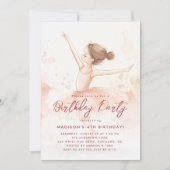 Kleine Prinsessen Roze en Beige Verjaardagsfeestje Kaart (Voorkant)